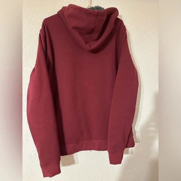 Land’s End Serious Sweats Hoodie Men Burgundy Full Zip Sherpa Fleece Size M/T - Picture 6 of 7